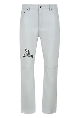 Men's Real Leather Trouser White 100% Lambskin Classic Fashion Biker Style 501 • $136.77