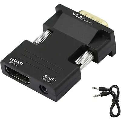 £4.97 • Buy HDMI Female To VGA Male With Audio Output Cable Converter Adapter 1080P Lead UK