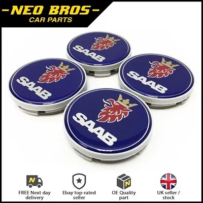 4 X OE Quality Wheel Cap Centre Badges For Saab 900 9000 9-3 9-5 63mm 12775052 • £14.95