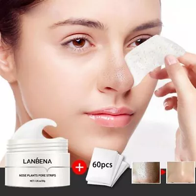 LANBENA Blackhead Remover Nose Mask Pore Peel Off Acne With 60 Paper Strips • £5.79