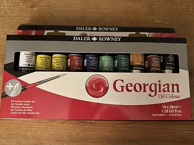 Daler Rowney Georgian Oil Paint Colours Studio Set With Brush Brand New Sealed • £22