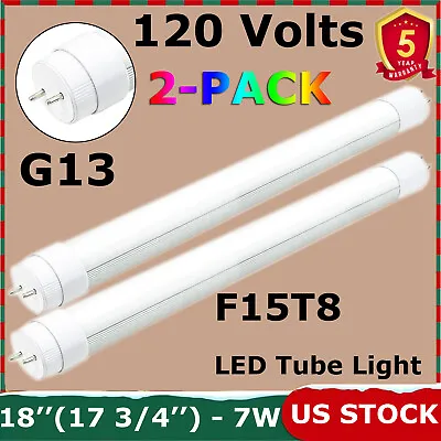 Rotatable F15T8 LED Tube Light 2PC 7W 18 (17-3/4  Pin To Pin) Works From 120Volt • $41.26