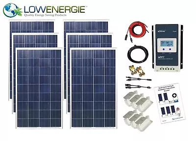 £484.99 • Buy 600w Poly Solar Panel Kit 24V Battery Charging Cables Bracket MPPT Controller