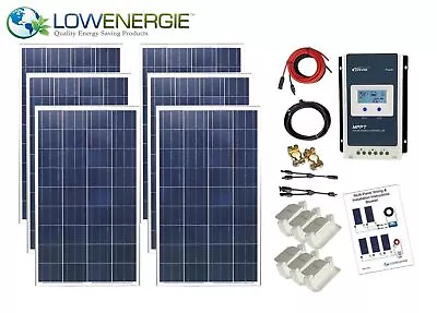 600w Poly Solar Panel Kit 24V Battery Charging Cables Bracket MPPT Controller • £459.99