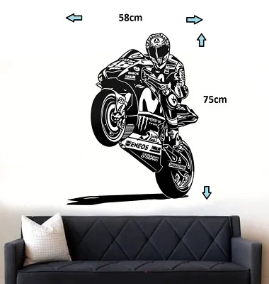  Moto GP Vinyl Motorbike Biker Sticker Wall Art Boys Bedroom Garage Play Room • $23.42