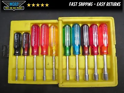 Vintage Xcelite Hollow Shaft Nut Driver Set Hex 10 Piece With Case Made In Usa • $50