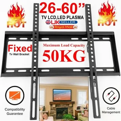 Tv Wall Bracket Mount Slim Fixed For Tv 26 32 37 40 42 47 50 55 60 Inch Lcd Led • £10.43