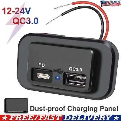 12V PD Type C USB Port Car Fast Charger Socket LED Power Outlet Panel Waterproof • $9.99