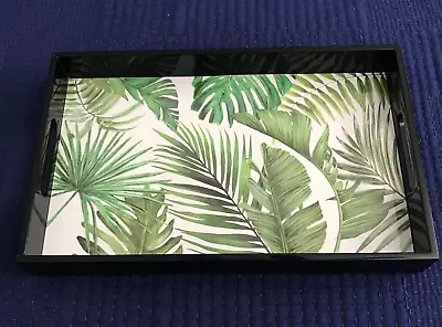 Michel Design Works PALM Fronds Black Lacquered Serving Vanity Tray 12.5  X 8  • $29.99