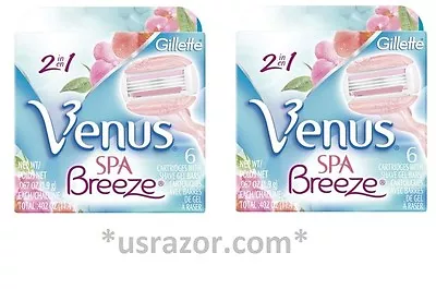 12 Breeze Spa Gillette Venus Razor Blades Cartridges Refill Shaver Women USA 2*6 • $37.99