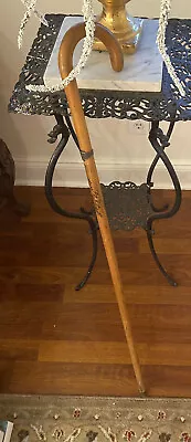 101 Year Old Vintage Oak Cane - Inscribed By Owner Dates And Locations Of Travel • $110