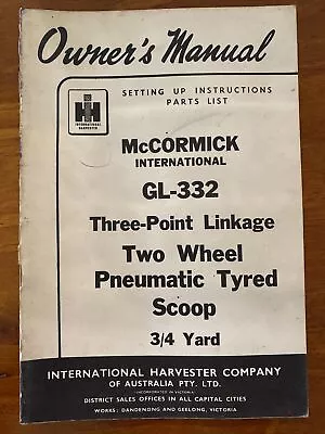 Owner’s Manual McCormick International GL-332 Three-Point Linkage Two Wheel  • $27.50