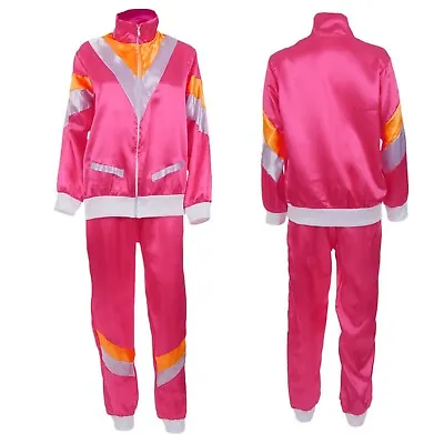 Ladies Halloween Pink Scouser Shell Suit 80s Fancy Dress Costume Hen Party  • £7.95