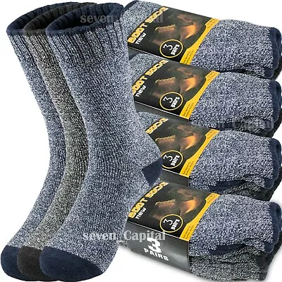  3-12 Pair Mens Winter Thermal Warm Heavy Duty Cotton Crew Work Boots Socks 9-13 • $7.99