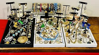 Antique Vintage Estate Exquisite Costume Jewelry Lot Gold Vibrant Some Signed • $67