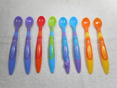 8 Pc. LOT Munchkin Extra Long Easy Grip 6.75  Handle Soft Tip Baby Spoons • $7