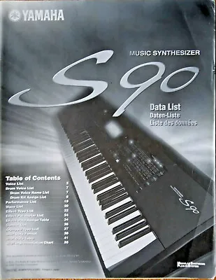 Yamaha S90 Music Synthesizer Workstation Keyboard Original Data List Manual # 2 • $50.57