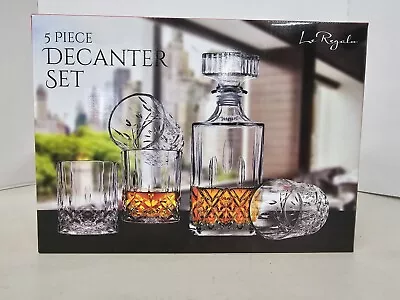 Le Regalo Brand ~ Five (5) Piece Square Decanter W/ Stopper ~ Four (4) Glasses • $9.99