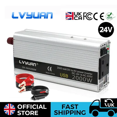 2000W Peak Truck 24V To 230V Power Inverter Caravan Converter Camping Boat • £25.99