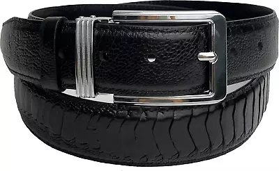 Genuine Real Black Ostrich Skin Leather Men's Belt Handmade W 1.5 Inch • $55