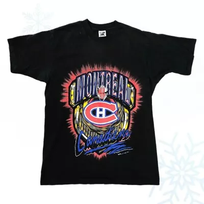 Vintage 1993 Hockey Team Montreal Canadiens T-Shirt Black Gift For Fans • $16.59