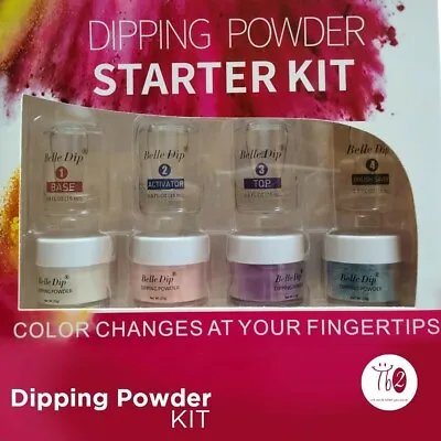 Nail Dipping Powder Starter Kit With 4 Colours BaseActivatorTop & Brush Saver • $20