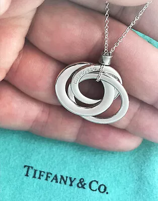 £329.99 • Buy Tiffany & Co Sterling Silver Chain 3 Solid 1837 Interlocking Circles Necklace