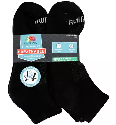 Fruit Of The Loom Men's Cushioned Breathable Ankle Socks 6 PACK • $14.99