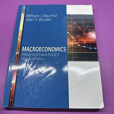 Macroeconomics : Principles And Policy William J. Blinder Alan • $5