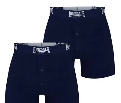 Mens Navy 2 Pack Lonsdale Boxer Shorts Underwear  S M L Xl Xxl 3xl 4xl • £12.99