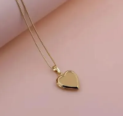 24K Gold Plated Engraved Heart Shaped Locket And Necklace • £3.49