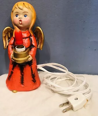 Vintage Paper Mache Christmas Angel Holding Candle Light 7  Lamp In ORIGINAL BOX • $27.95