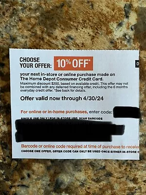 Home Depot 10% Off Online Or Store Purchase Coupon On Home Depot Credit Card • $35