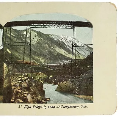 Colorado Georgetown High Bridge Loop Train Bridge Over Gorge Stereoview S478 • $12.95
