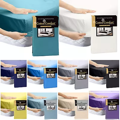 400 Thread Count 100% Egyptian Cotton Fitted Sheet Flat Sheet Single Double King • £6.49