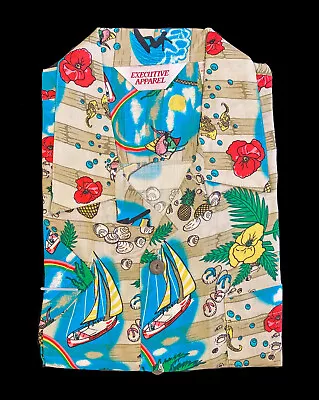 New Men's Hawaiian Shirt Colorful Floral Print Free Shipping Size XL • $9.86