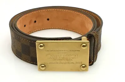 Louis Vuitton Damier Ebene Coated Canvas Leather Inventeur Belt 110/44 • $425
