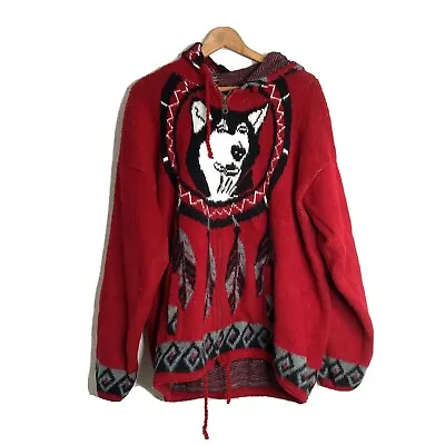 Ruminahui Wool Jacket Sweater Husky Red Dream Catcher Native American Hoodie • $58