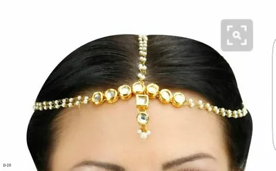 Indian Gold Plated Matha Patti 3 Line  Hair Harness Head Fashion Jewelry • $18.13