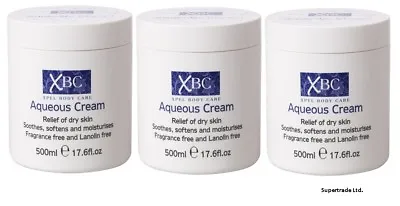 XBC Aqueous Cream Fragrance & Lanolin Free Relief Dry Skin Moisturiser 500ml X 3 • £7.56