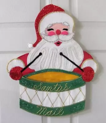 VTG Felt Santa's Letters Wall Hanging Drummer Christmas Card Holder Sequins Bead • $44.99