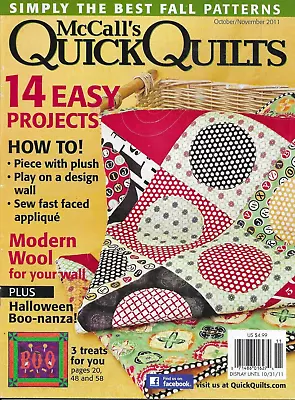 McCall's Quick Quilts Magazine Easy Projects Modern Wool Halloween Projects 2011 • $13.45