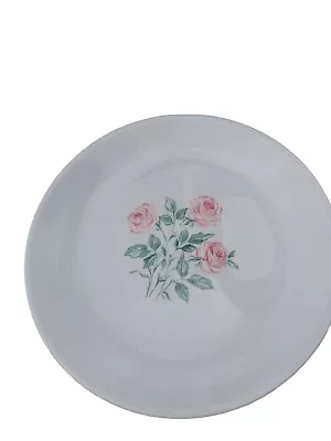 Vintage PLATES Pink Rose Mid Century Kenmark USA Restaurant Ware Shallow SET OF2 • £11.57