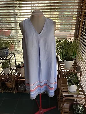 J.JILL Pre-Owned(Excellent Condition) Blue Sleeveless Linen Summer Dress L • $19