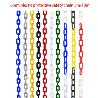 5/10M Barrier Chain 6mm Plastic Link Visible Warning Barrier Safety Fence Line • £13.13