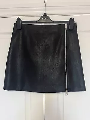 H&M Black Faux Leather Short Skirt Size 10/12 • £5