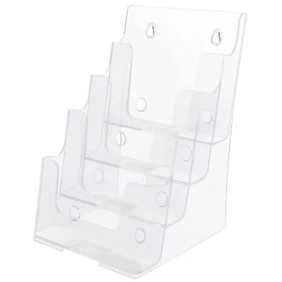 Kurtzy Clear A4 Plastic Brochure Holder - 4-Tier Counter/Desktop & Wall Mounted • £44.99