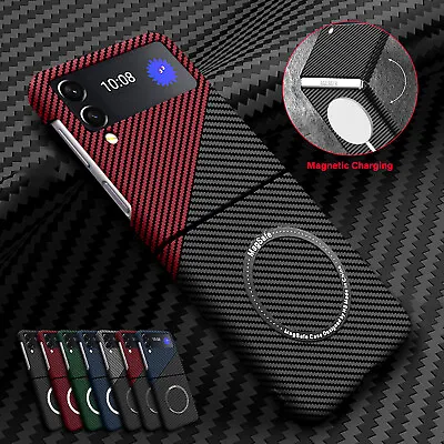 For Samsung Galaxy Z Flip 5 4 3 5G MagSafe Magnetic Carbon Fiber Shockproof Case • $3.75