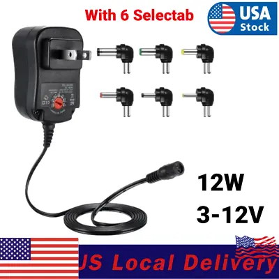 $12.99 • Buy 12w Universal Multi Voltage Ac/dc Adapter Switching Power Supply With 6 Selectab