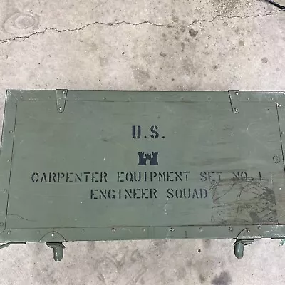 $99.99 • Buy Vintage US ARMY Engineer's Carpenter ENGINEER SQUAD Wood Tool Box W/ Tool List